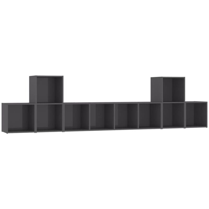 

Juego de mueble para TV de 5 piezas aglomerado gris brillante - Gris - Vidaxl