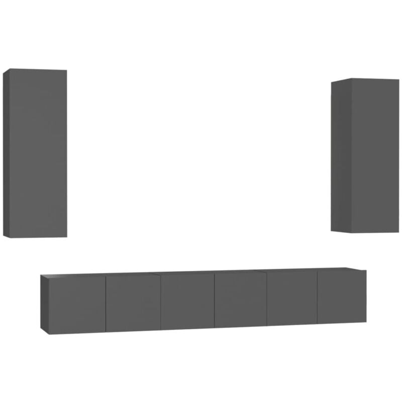 

Vidaxl - Juego de mueble para TV de 5 piezas aglomerado gris - Gris