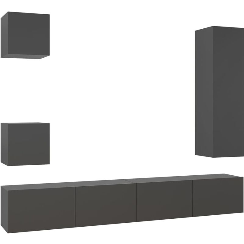 

Juego de mueble para TV de 5 piezas aglomerado gris - Gris - Vidaxl
