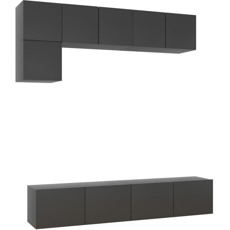 

Juego de mueble para TV de 5 piezas aglomerado gris - Gris - Vidaxl