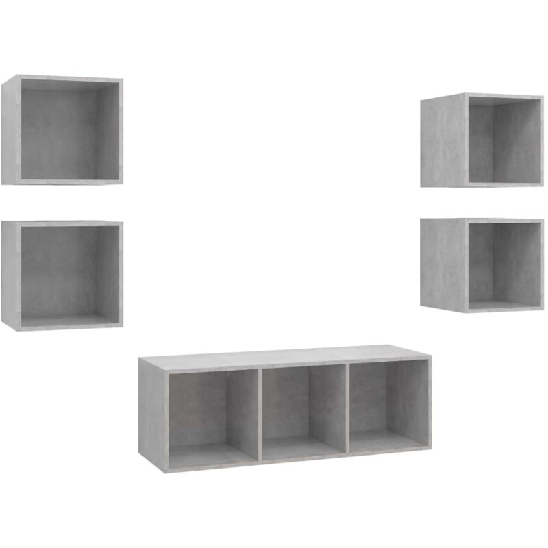 

Juego de mueble para TV de 5 piezas aglomerado gris hormigón - Gris - Vidaxl