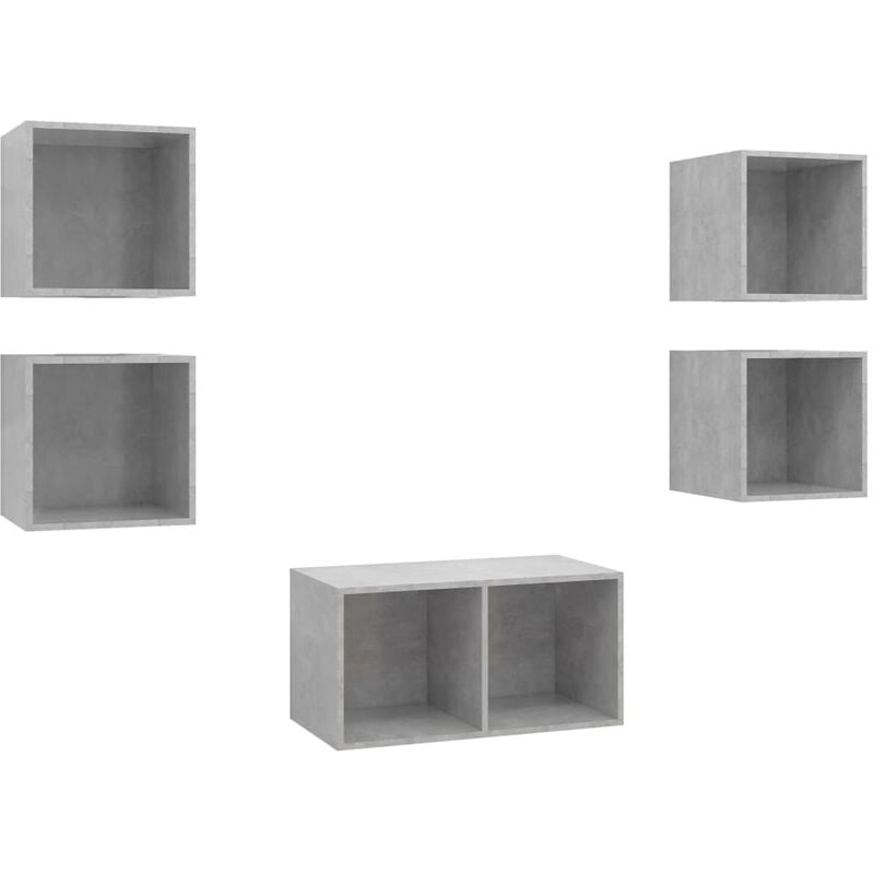 

Juego de mueble para TV de 5 piezas aglomerado gris hormigón - Gris - Vidaxl