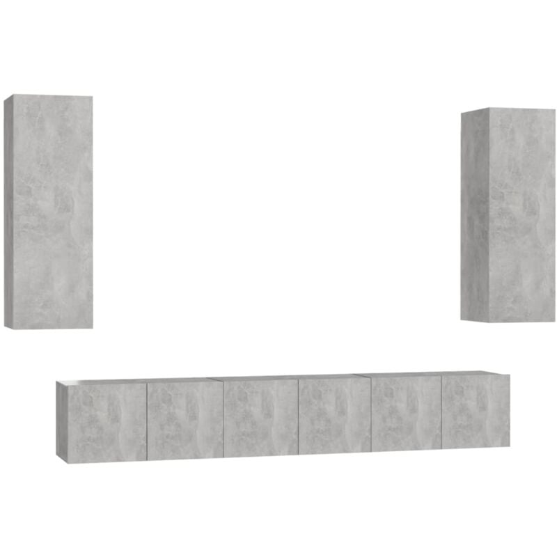 

vidaXL Juego de mueble para TV de 5 piezas aglomerado gris hormigón - Gris