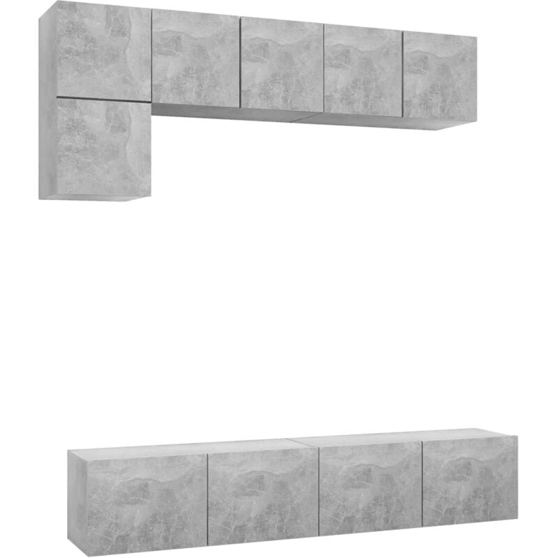 

Juego de mueble para TV de 5 piezas aglomerado gris hormigón - Gris - Vidaxl