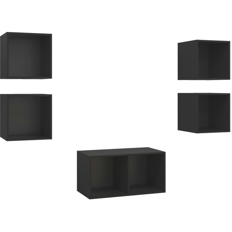 

Juego de mueble para TV de 5 piezas aglomerado negro - Negro - Vidaxl