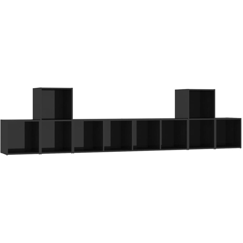 

Juego de mueble para TV de 5 piezas aglomerado negro brillante - Negro - Vidaxl