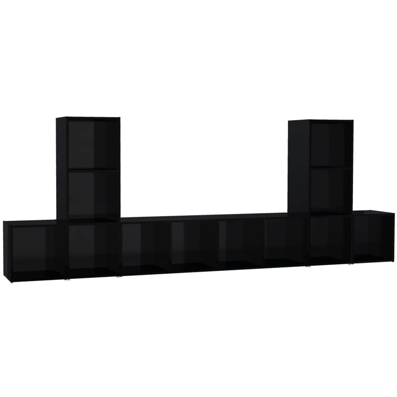 

Juego de mueble para TV de 5 piezas aglomerado negro brillante - Negro - Vidaxl