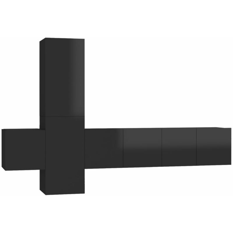 

Vidaxl - Juego de mueble para TV de 5 piezas aglomerado negro brillante - Negro
