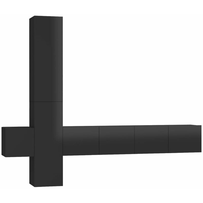 

vidaXL Juego de mueble para TV de 5 piezas aglomerado negro brillante - Negro