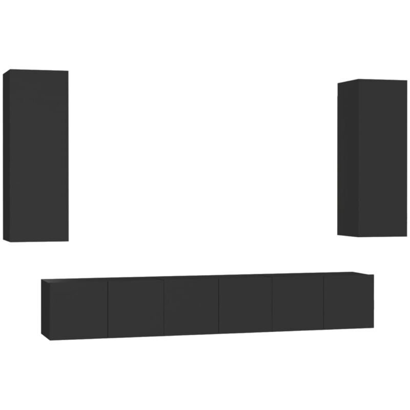 

Juego de mueble para TV de 5 piezas aglomerado negro - Negro - Vidaxl