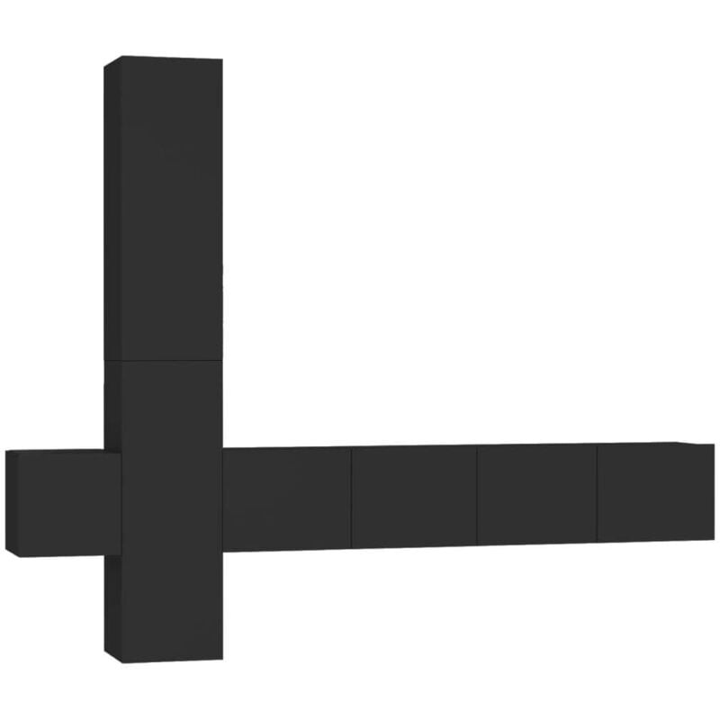 

Juego de mueble para TV de 5 piezas aglomerado negro - Negro - Vidaxl