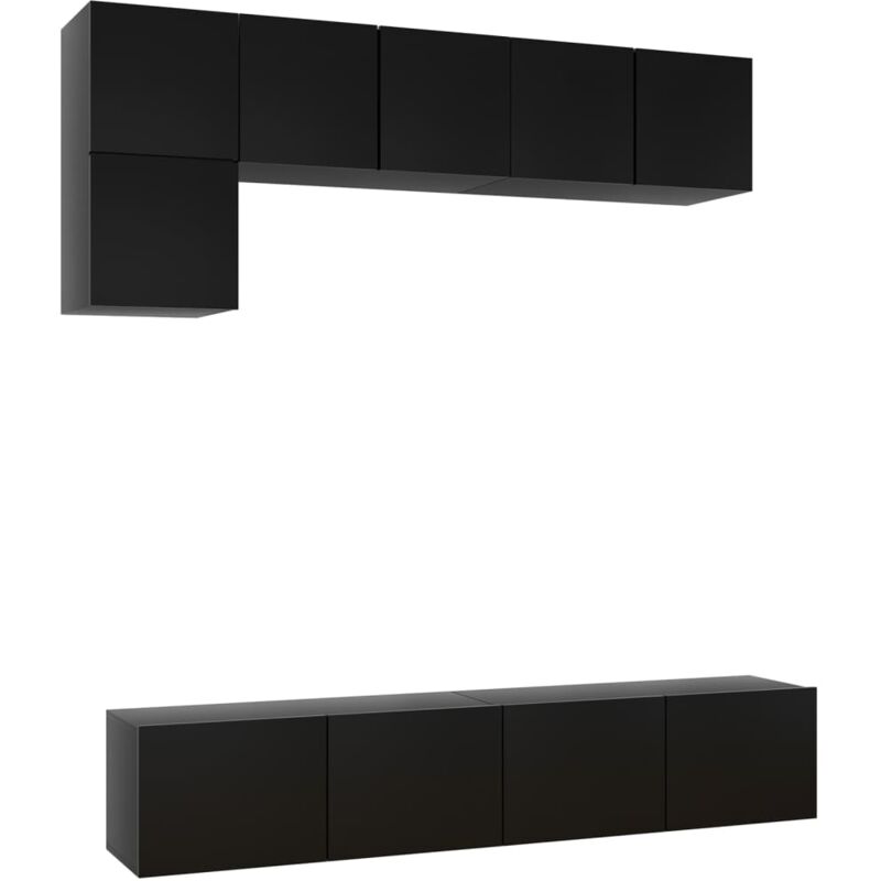 

Juego de mueble para TV de 5 piezas aglomerado negro - Negro - Vidaxl