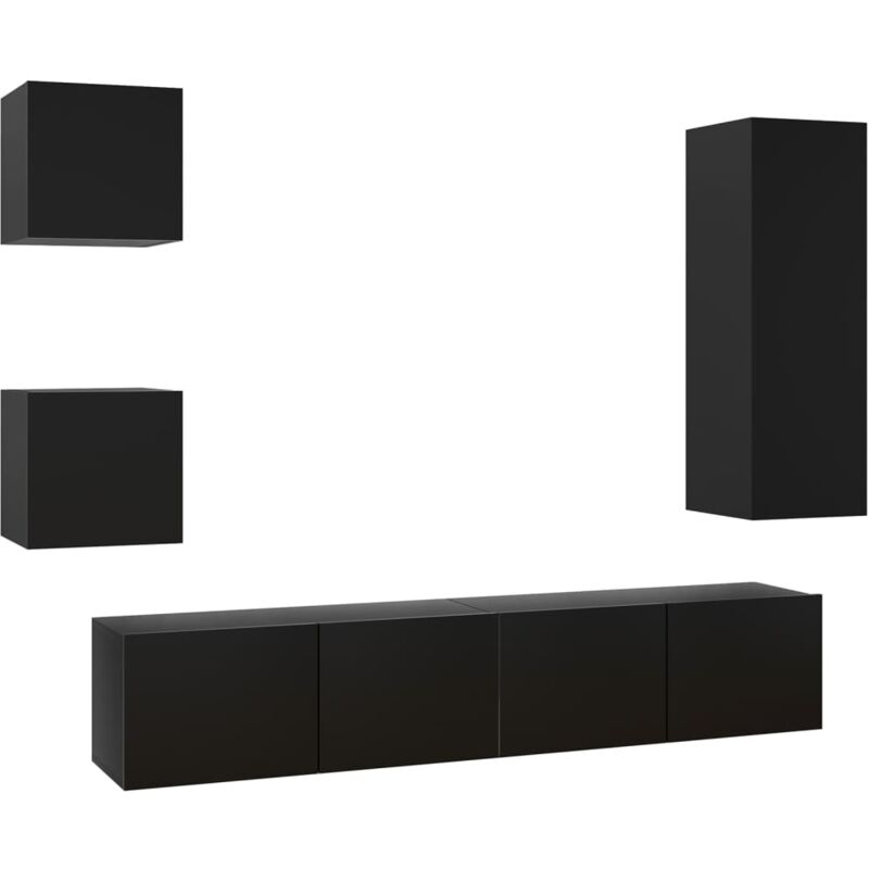 

Vidaxl - Juego de mueble para TV de 5 piezas aglomerado negro - Negro