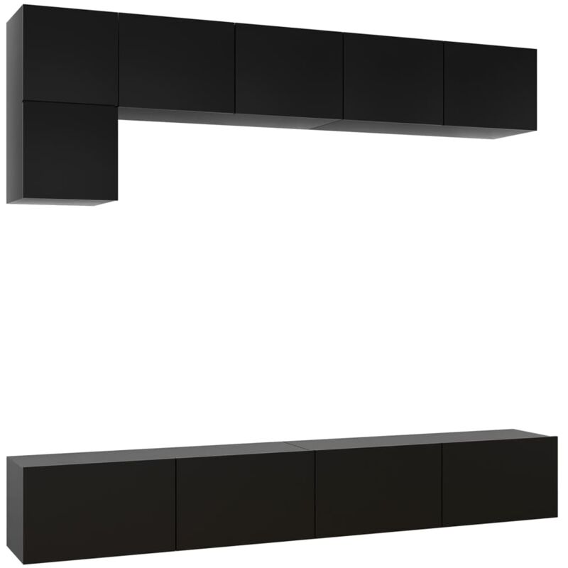 

Juego de mueble para TV de 5 piezas aglomerado negro - Negro - Vidaxl