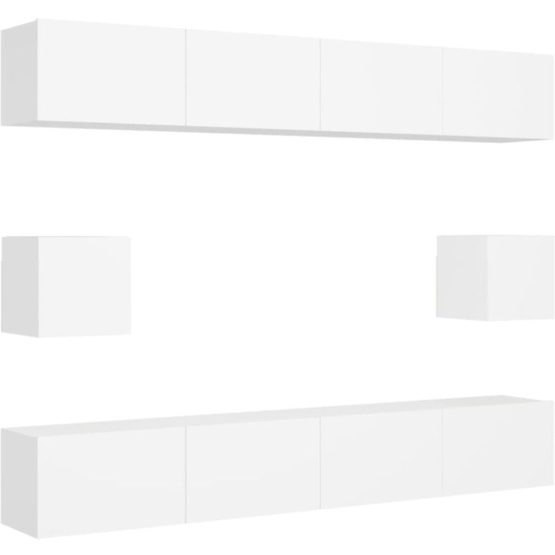 

Juego de mueble para TV de 6 piezas aglomerado blanco - Blanco - Vidaxl