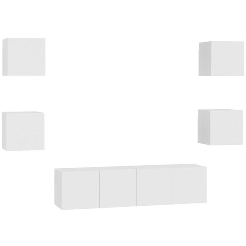 

Juego de mueble para TV de 6 piezas aglomerado blanco - Blanco - Vidaxl