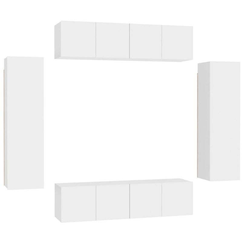 

Juego de mueble para TV de 6 piezas aglomerado blanco - Blanco - Vidaxl