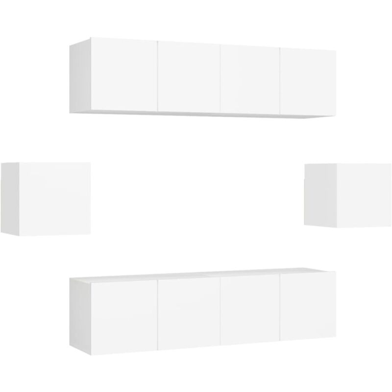 

Juego de mueble para TV de 6 piezas aglomerado blanco - Blanco - Vidaxl