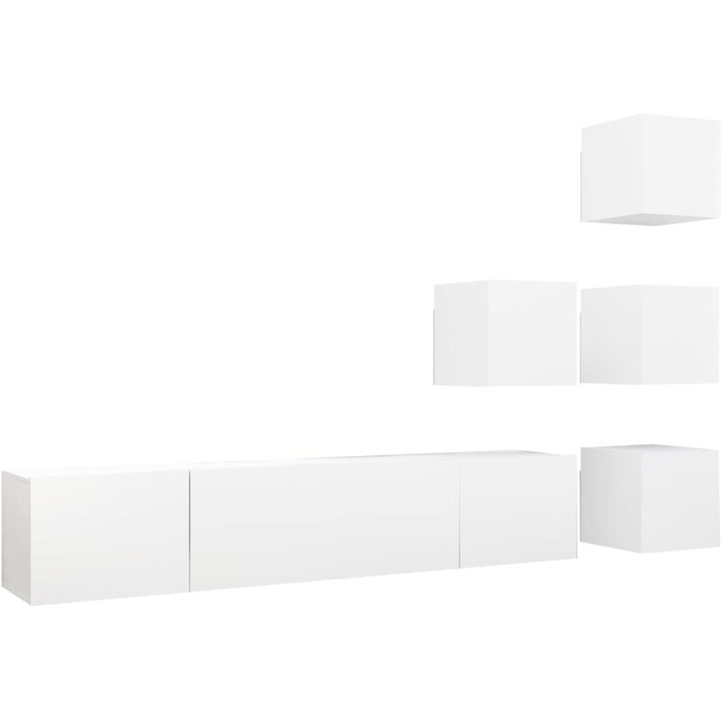 

Juego de mueble para TV de 6 piezas aglomerado blanco - Blanco - Vidaxl