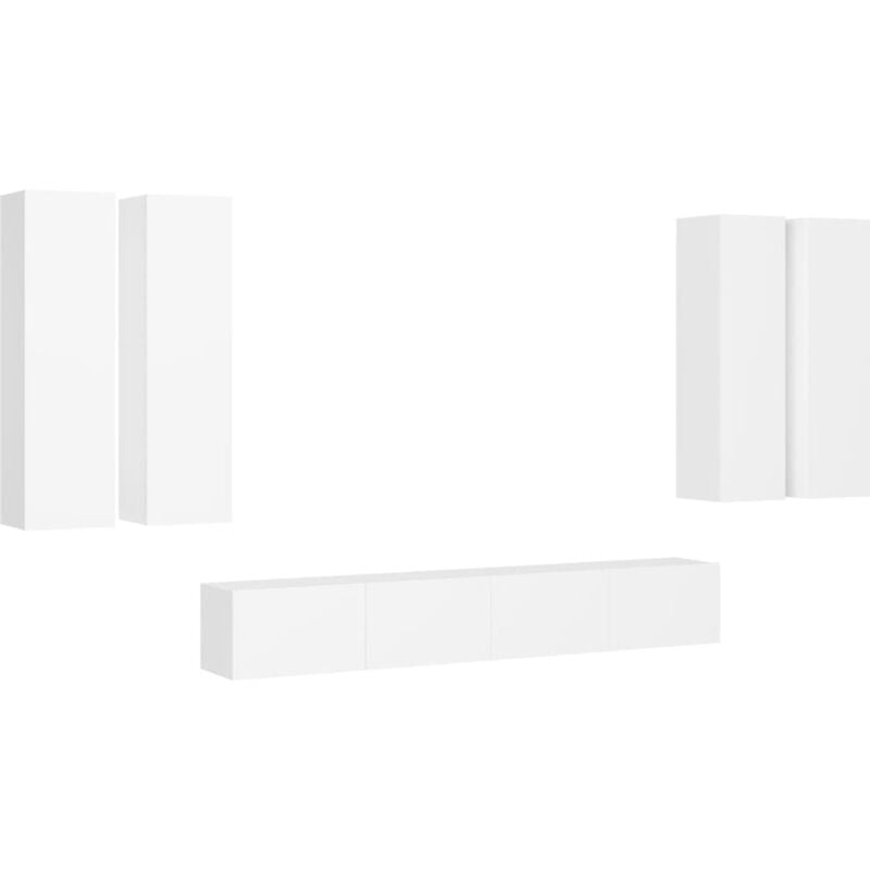 

Juego de mueble para TV de 6 piezas aglomerado blanco - Blanco - Vidaxl