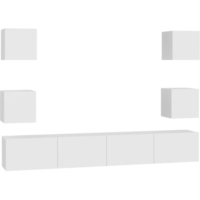 

Juego de mueble para TV de 6 piezas aglomerado blanco - Blanco - Vidaxl