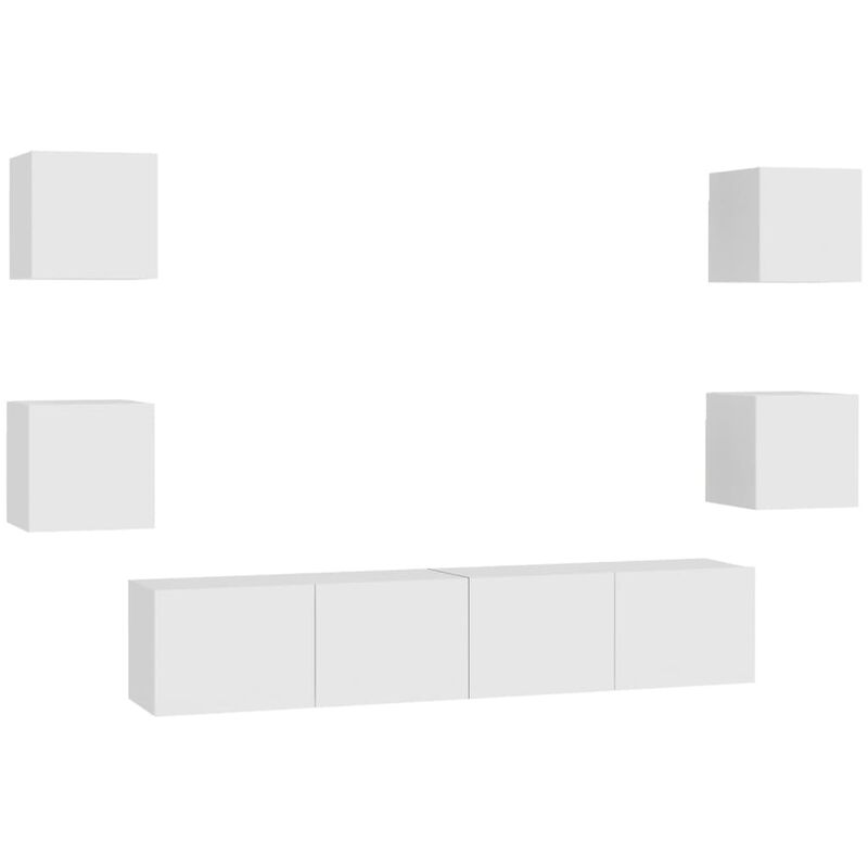 

Juego de mueble para TV de 6 piezas aglomerado blanco - Blanco - Vidaxl