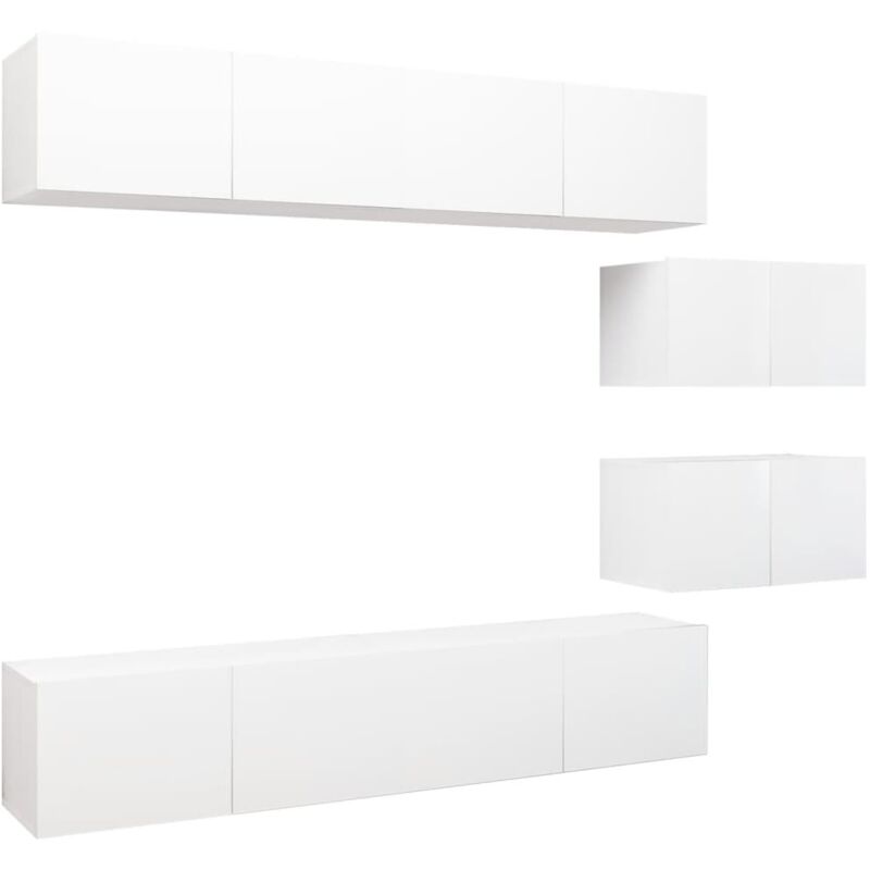 

Juego de mueble para TV de 6 piezas aglomerado blanco - Blanco - Vidaxl