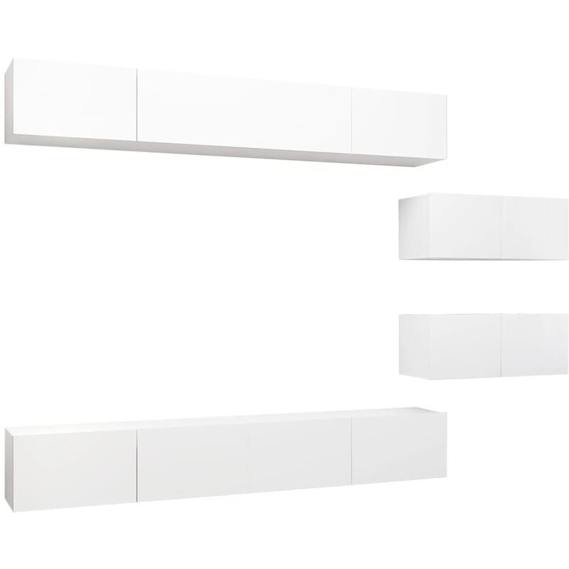 

Juego de mueble para TV de 6 piezas aglomerado blanco - Blanco - Vidaxl