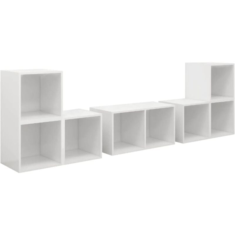 

Juego de mueble para TV de 6 piezas aglomerado blanco brillante - Blanco - Vidaxl