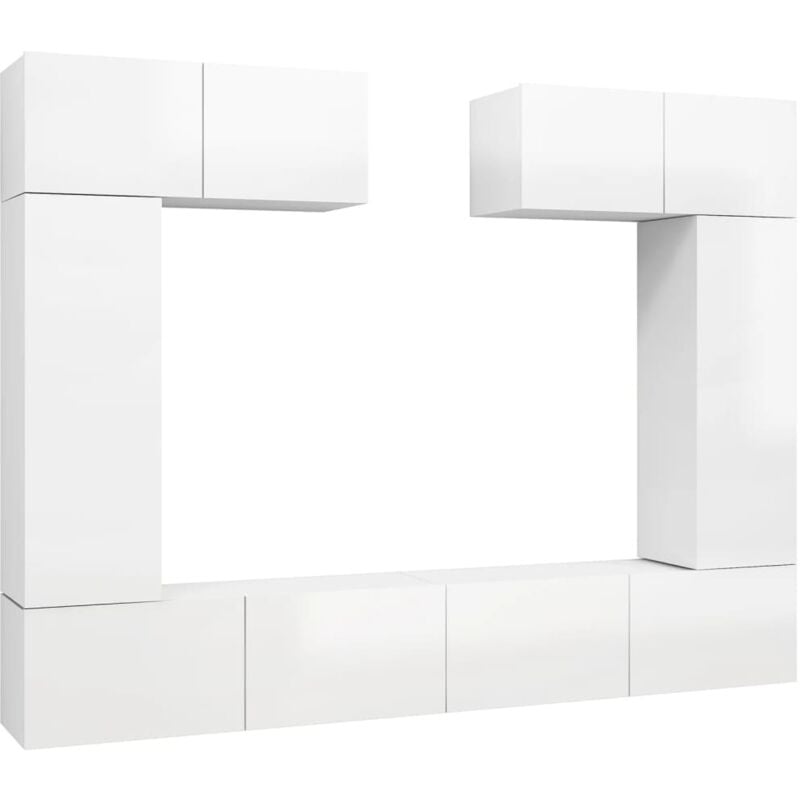

Juego de mueble para TV de 6 piezas aglomerado blanco brillante - Blanco - Vidaxl