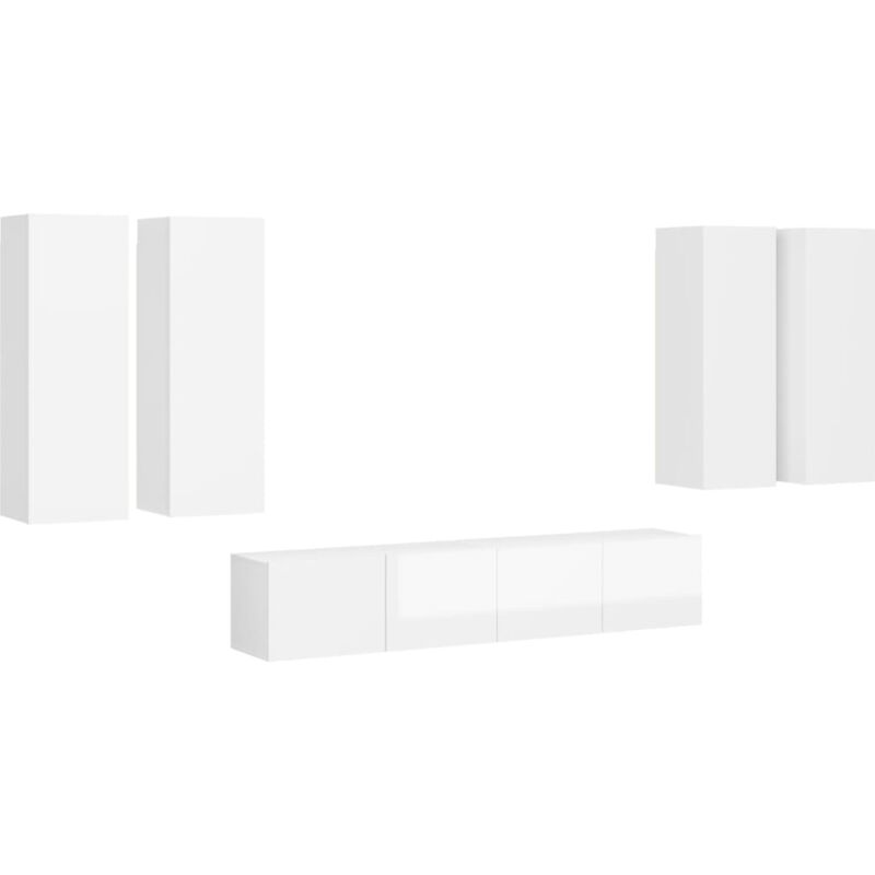 

Juego de mueble para TV de 6 piezas aglomerado blanco brillante - Blanco - Vidaxl