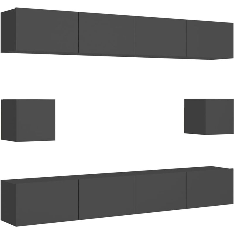 

Juego de mueble para TV de 6 piezas aglomerado gris - Gris - Vidaxl