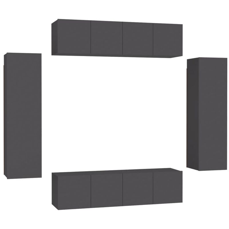 

Juego de mueble para TV de 6 piezas aglomerado gris - Gris - Vidaxl