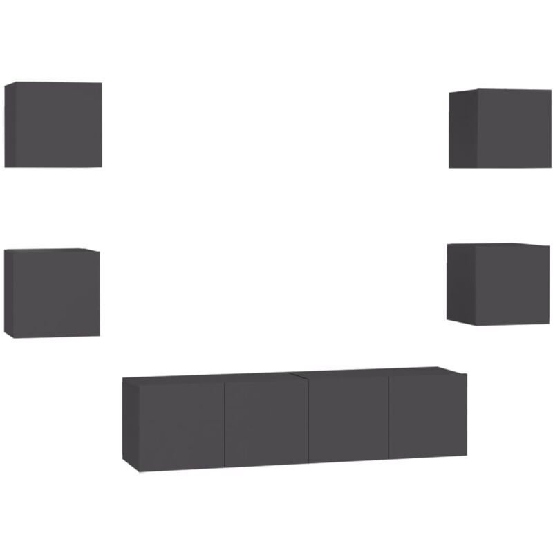 

Vidaxl - Juego de mueble para TV de 6 piezas aglomerado gris - Gris