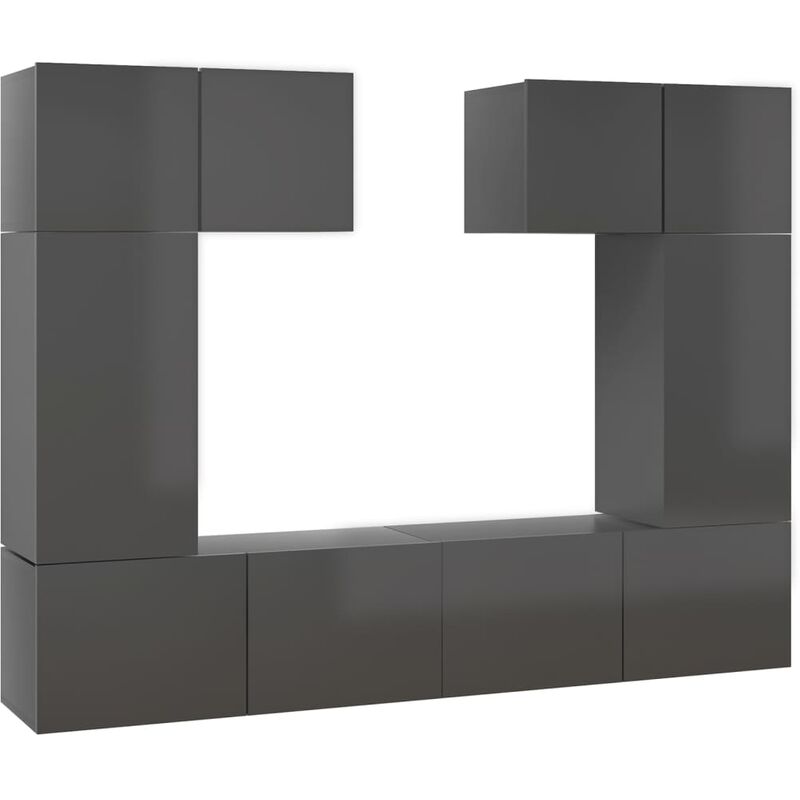 

Juego de mueble para TV de 6 piezas aglomerado gris brillante - Gris - Vidaxl
