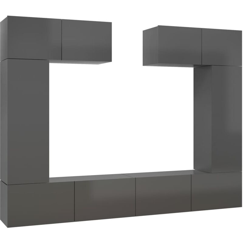 

Juego de mueble para TV de 6 piezas aglomerado gris brillante - Gris - Vidaxl