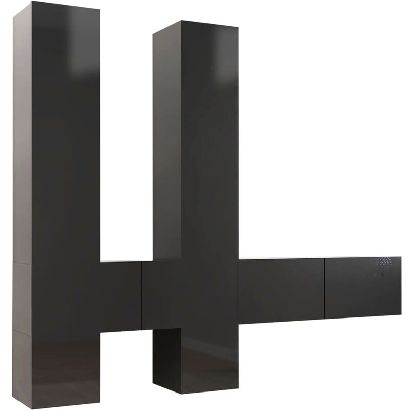 

Juego de mueble para TV de 6 piezas aglomerado gris brillante - Gris - Vidaxl