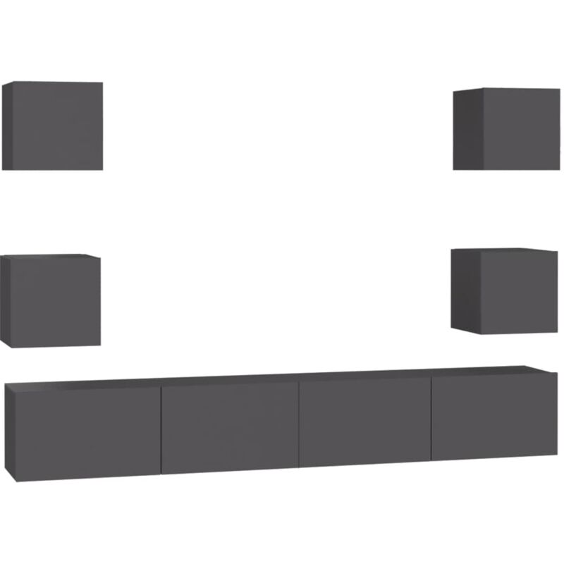 

Juego de mueble para TV de 6 piezas aglomerado gris - Gris - Vidaxl