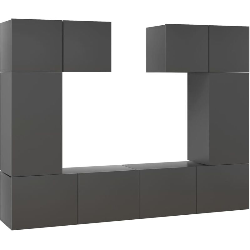 

Juego de mueble para TV de 6 piezas aglomerado gris - Gris - Vidaxl