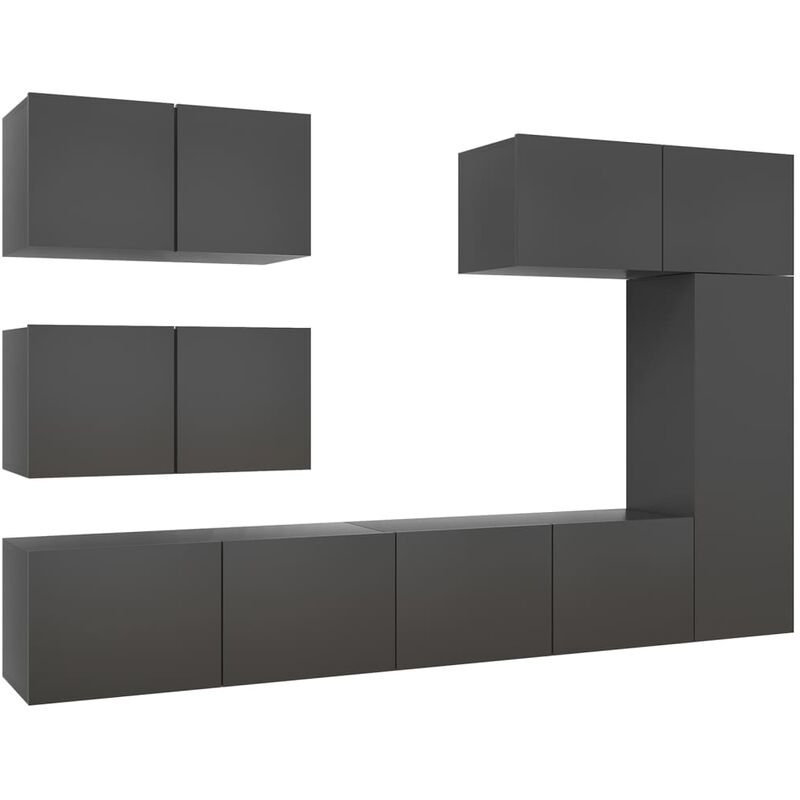 

Juego de mueble para TV de 6 piezas aglomerado gris - Gris - Vidaxl