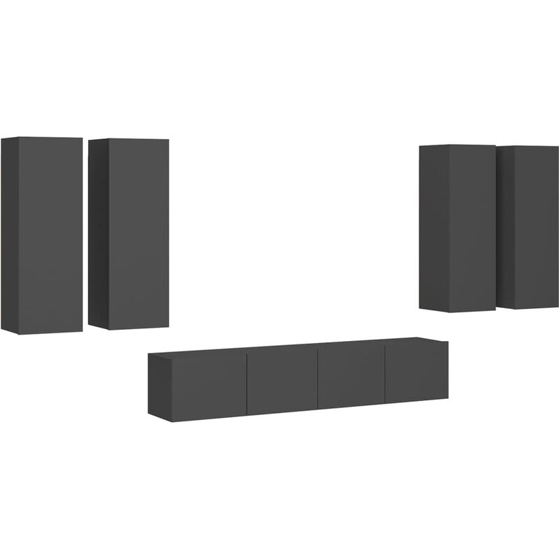 

Juego de mueble para TV de 6 piezas aglomerado gris - Gris - Vidaxl