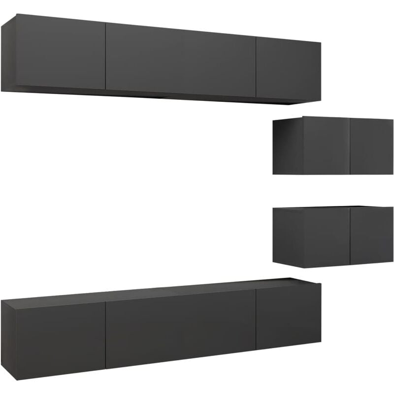 

Juego de mueble para TV de 6 piezas aglomerado gris - Gris - Vidaxl