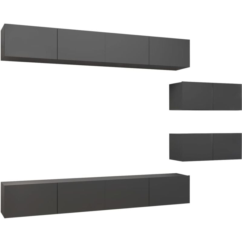 

Juego de mueble para TV de 6 piezas aglomerado gris - Gris - Vidaxl