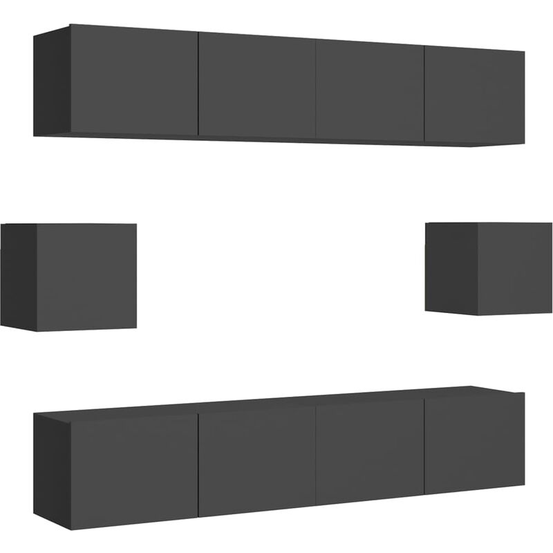 

Juego de mueble para TV de 6 piezas aglomerado gris - Gris - Vidaxl