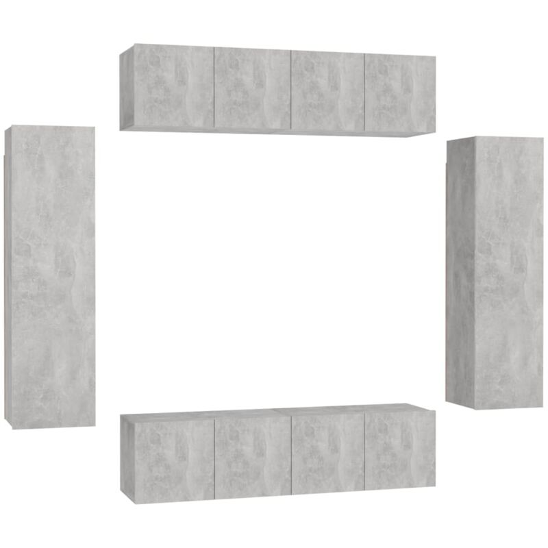 

Juego de mueble para TV de 6 piezas aglomerado gris hormigón - Gris - Vidaxl