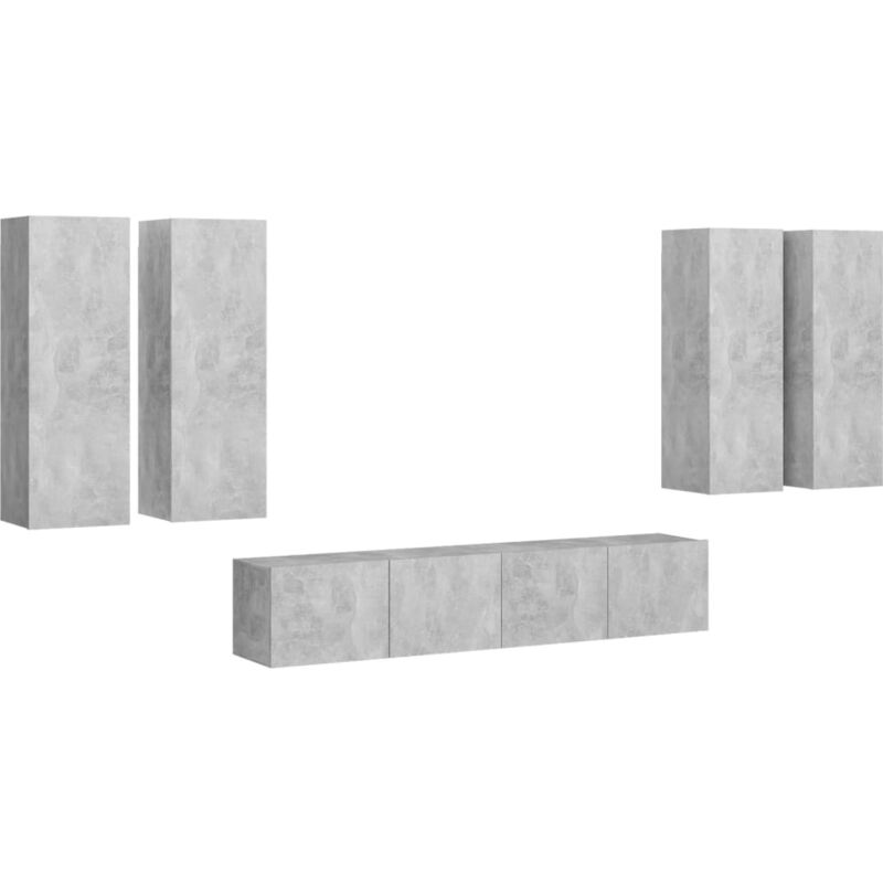 

Juego de mueble para TV de 6 piezas aglomerado gris hormigón - Gris - Vidaxl