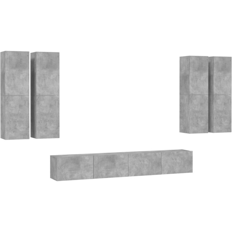 

Juego de mueble para TV de 6 piezas aglomerado gris hormigón - Gris - Vidaxl
