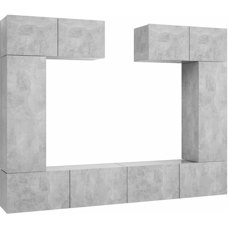

Juego de mueble para TV de 6 piezas aglomerado gris hormigón - Gris - Vidaxl