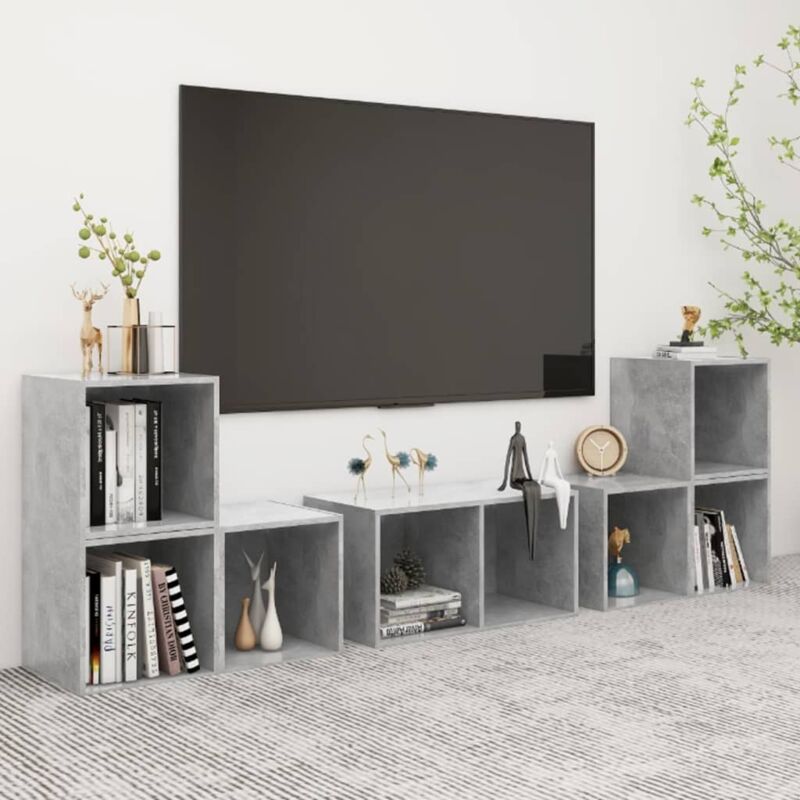 

Juego de mueble para TV de 6 piezas aglomerado gris hormigón - Gris - Vidaxl