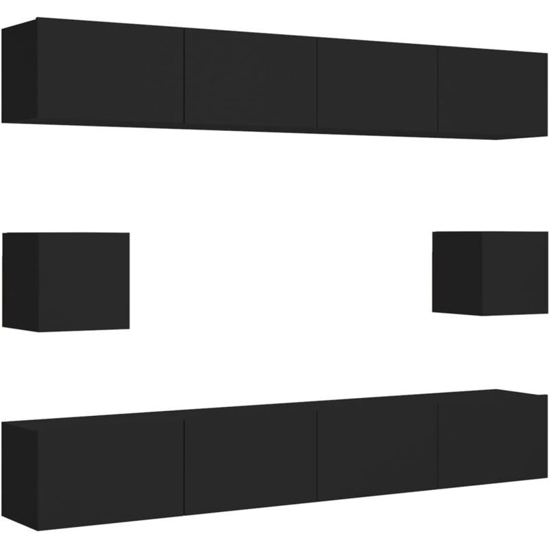 

Juego de mueble para TV de 6 piezas aglomerado negro - Negro - Vidaxl